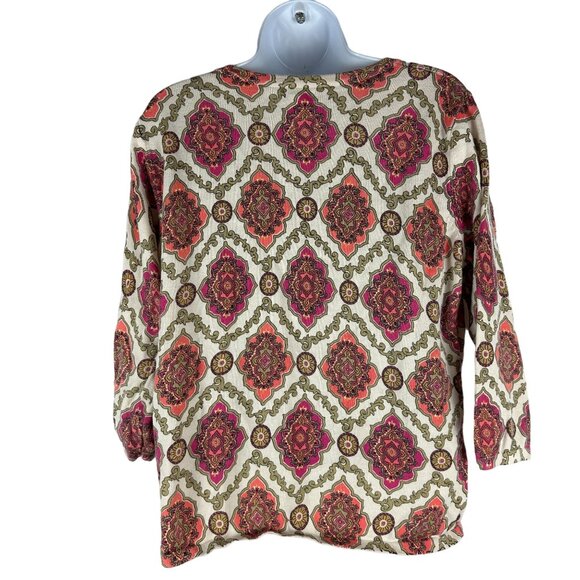 Croft & Barrow Womens Medium 100% Cotton 3/4 Sleeve Button-Up Top - Picture 3 of 6